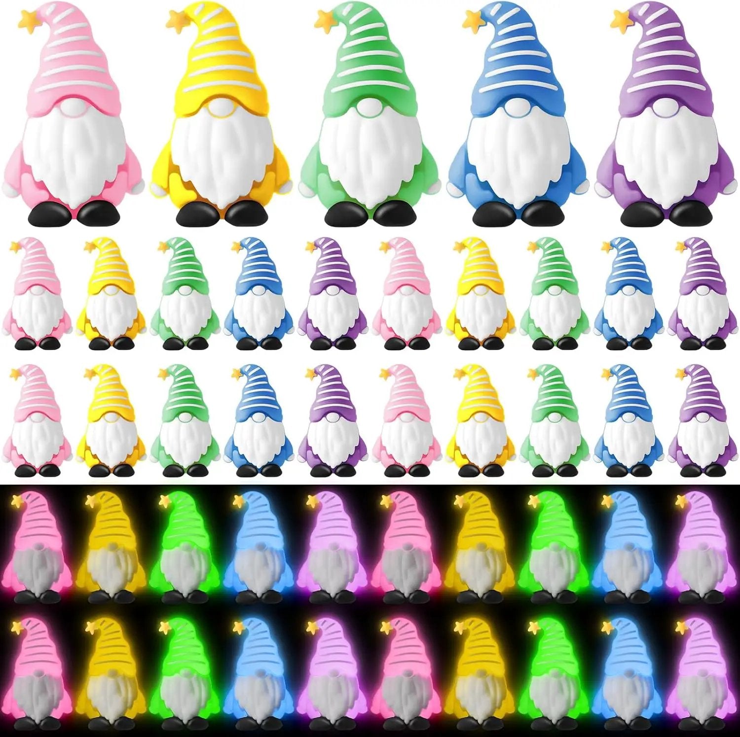 25 Pcs Luminous Mini Gnomes Figurines Fairy Glow in Dark Garden Miniature Gnome Figurines Decor Funny Poses Garden Yard Home Patio Lawn Backyard Hide See DIY Craft by GreenHaven Gardens