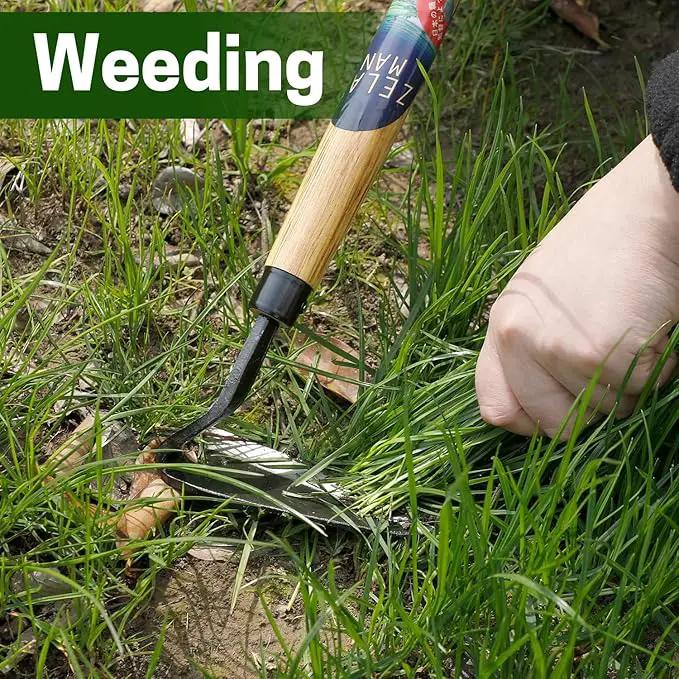 Japanese-Style Weeding Sickle/Hand Hoe, Sickle Garden Hand Weeder Tool with All Steel Blade for Cutting Grass, Digging, Soil loosening by GreenHaven Gardens