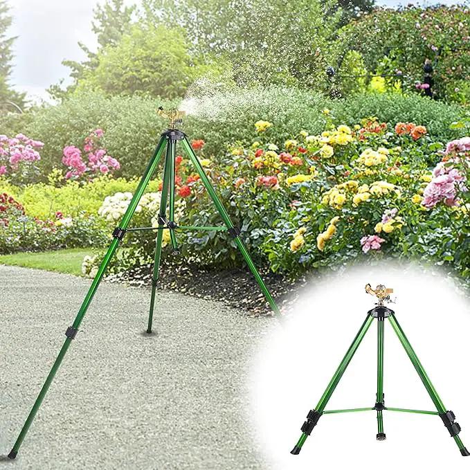 Biswing Impact Sprinkler Head on Tripod Base, Extends Up to 50 Inch Heavy Duty Lawn Sprinkler, 360 Degree Large Area Irrigation, Adjustable Coverage Brass Nozzle Alloy Metal Tower Sprinkler, 1 Pack by GreenHaven Gardens