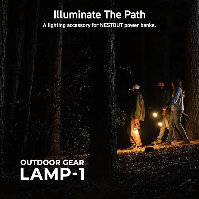 ELECOM NESTOUT Outdoor Camping LED Lantern w/ Mini Tripod, Dimmable USB Powered Soft LED Light, IP44 Water Dust Resistant, 10-350 Lumen, Portable Lamp for NESTOUT Power Bank, Beige (LAMP-1) by GreenHaven Gardens