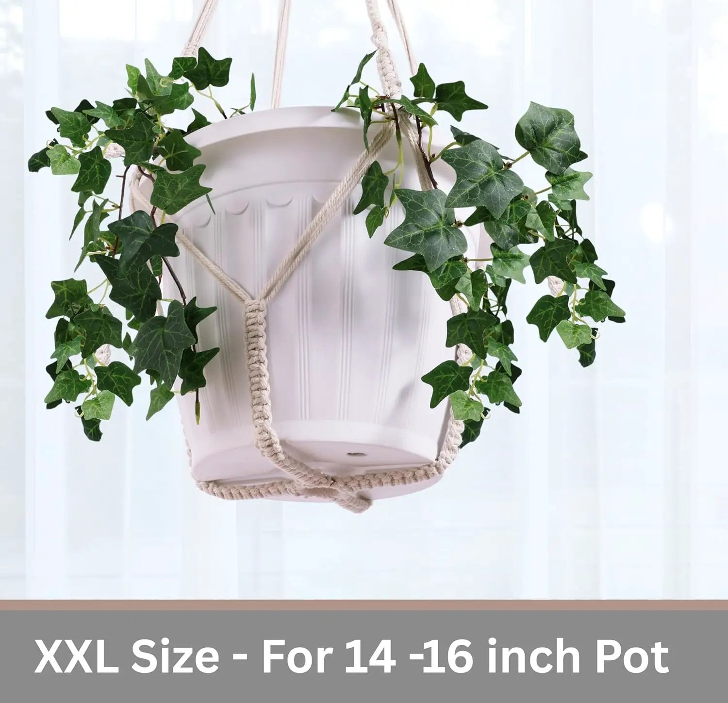 Giant XXL 55 Inches Macrame Planter Hanger Large for 15 inch Pot + Swag Hook | Extra Large Hanging Planter for Indoor Plants | No Pot/Plant Included (XXL Black) by GreenHaven Gardens