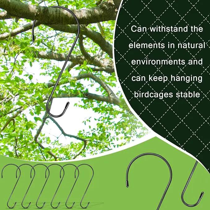 6 Pack 12 Inch Extra Large S Hooks for Hanging Plants, Rust-Proof Heavy Duty Tree Branch Hooks Plant Hooks Outdoor for Hanging Bird Feeder,Patio,Indoor Uses by GreenHaven Gardens