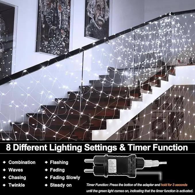 Echosari 720 LED Net Light 20ft x 13ft Large Size Bush Light Plug-in, IP68 Fully Waterproof Outdoor for Garden Backyard Wall Trees Party Holiday Decoration (Cool White) by GreenHaven Gardens