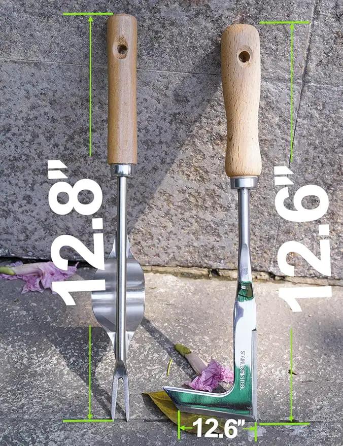 2 Pack Weed Puller, Manual Hand Weeder Paver, Stainless Steel Crevice Weeding Digger Tool, Paving Brick Moss Removal, L-Shape Gardening Crack Sickle for Sidewalk, Patio, Lawn Edger and Driveway by GreenHaven Gardens