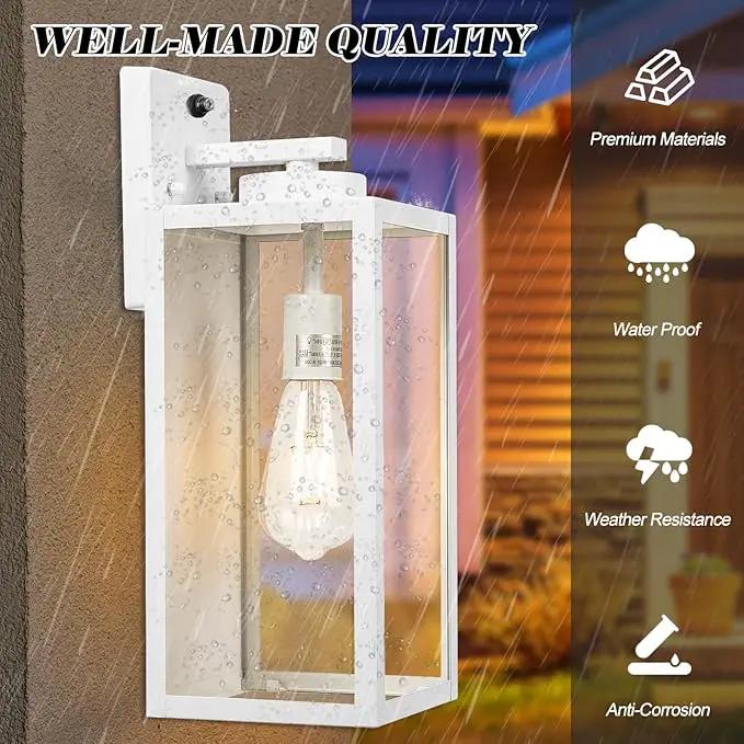 16-inch White Dusk to Dawn Outdoor Wall Light Fixtures, Exterior Waterproof Wall Lanterns, Large Porch Sconces Lighting, Modern Outside Lights for House Patio Front Door Entryway, 2-Packs by GreenHaven Gardens