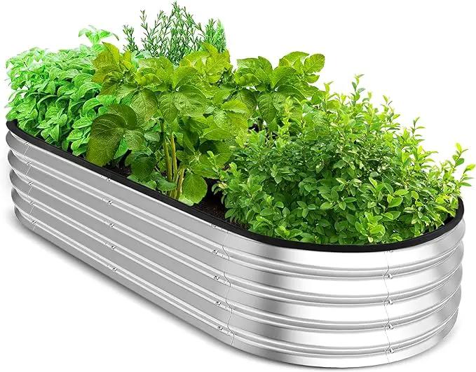 Utopia Home Galvanized Raised Garden Bed Kit 4x2x1ft, Planter Box Raised Garden Beds Outdoor, Easy Assembly Metal Raised Bed for Gardening Vegetables, Fruits, Flowers - Pack of 01 - Silver by GreenHaven Gardens