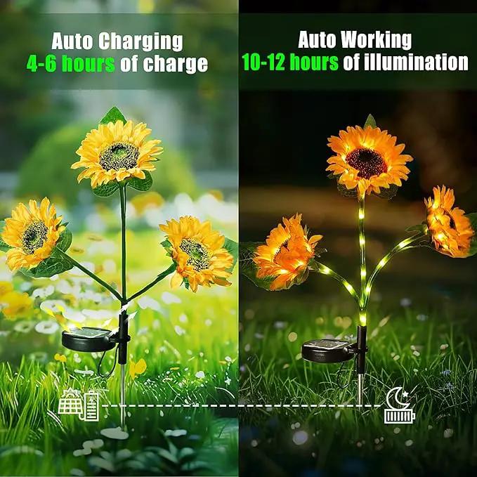 Flumy 2 Pack Solar Firefly Lights + 3 Pack Sunflowers Lights for Yard, Patio, Pathway, Lawn, Walkway, Camping, Pool by GreenHaven Gardens