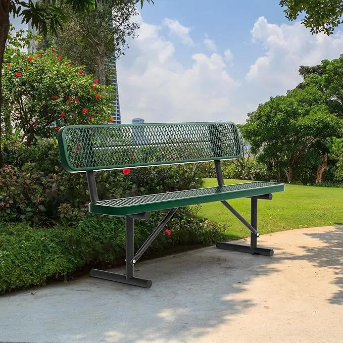 4/6/8 Feet Park Bench for Outside Heavy Duty Metal, Garden Benches Outdoor Bench with Backrest & Portable Frame, for Shopping Malls Stores Parks Patios Decks, Green by GreenHaven Gardens