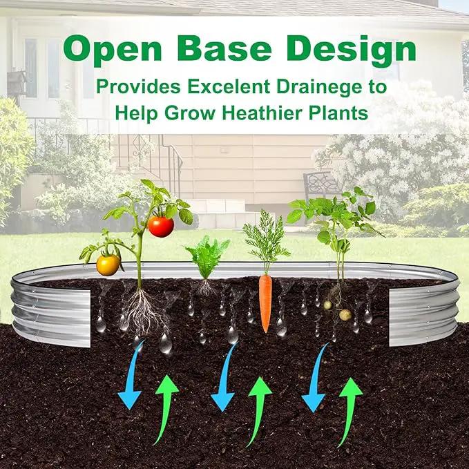 JERIA 8×4×1ft Oval Raised Garden Bed,Galvanized Raised Garden Bed Kit Outdoor Metal Gardening Planter Box for Vegetable, Fruits, Flower，Herbs by GreenHaven Gardens