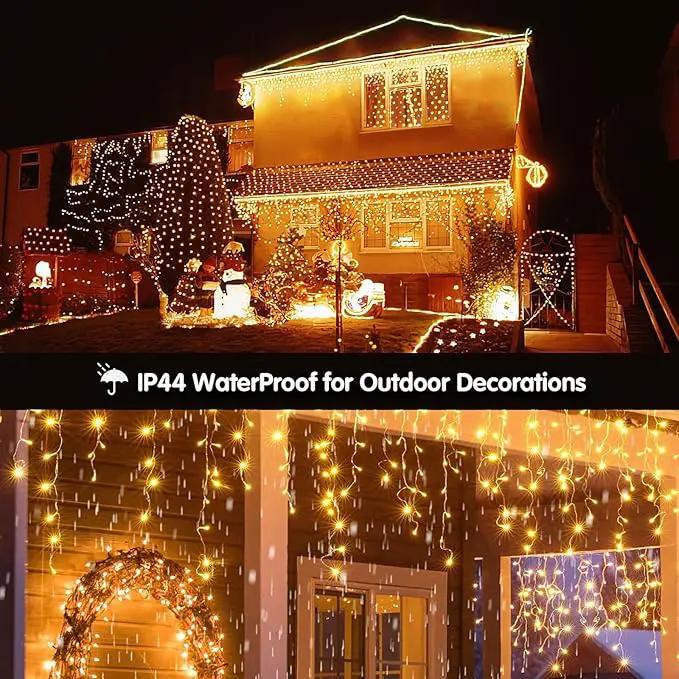 Solar Christmas Lights Outdoor Waterproof Christmas Decorations Curtain Lights 320LED 29.5ft 60 Drops, Solar Powered Rechargeable Fairy Lights for Party, Wedding, Home Decorations(WarmWhite) by GreenHaven Gardens