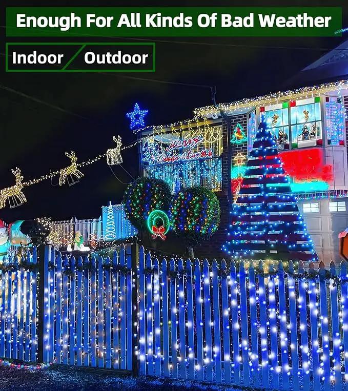 750 LED 246FT Christmas Lights Outdoor, Super Long Waterproof Christmas String Lights with 8 Modes, Christmas Tree Lights with Timer Memory for Fence Garden Xmas Wedding Party Decor Blue & Cool White by GreenHaven Gardens