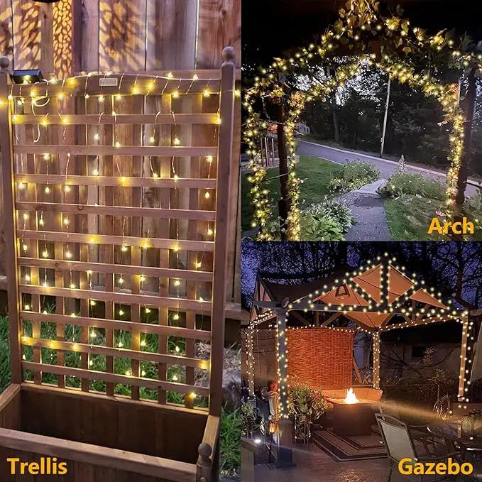 YEGUO Solar Fairy Lights Outdoor Waterproof, 4 Packs Each 33ft 100 LED String Lights Warm White, 8 Modes Silver Wire Twinkle Lights by GreenHaven Gardens