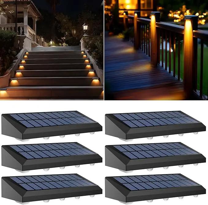 Solar Fence Lights Outdoor Waterproof IP65, 6 Pack Fence Lights Solar Powered 60 Lumens Auto On/Off Step Wall Lights Outside Decorations for Yard, Porch, Patio, Stairs, Pool, Deck, Garden- Warm Light by GreenHaven Gardens