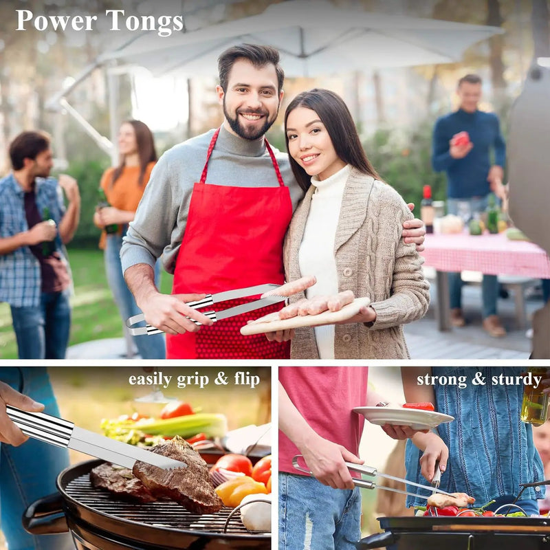 ROMANTICIST 25pcs Extra Thick BBQ Grill Accessories, Fathers Day Grilling Gifts Set for Men Dad, Heavy Duty Grill Tools Utensils Kit with Spatula, Tongs in Aluminum Case for Birthday Silver by GreenHaven Gardens