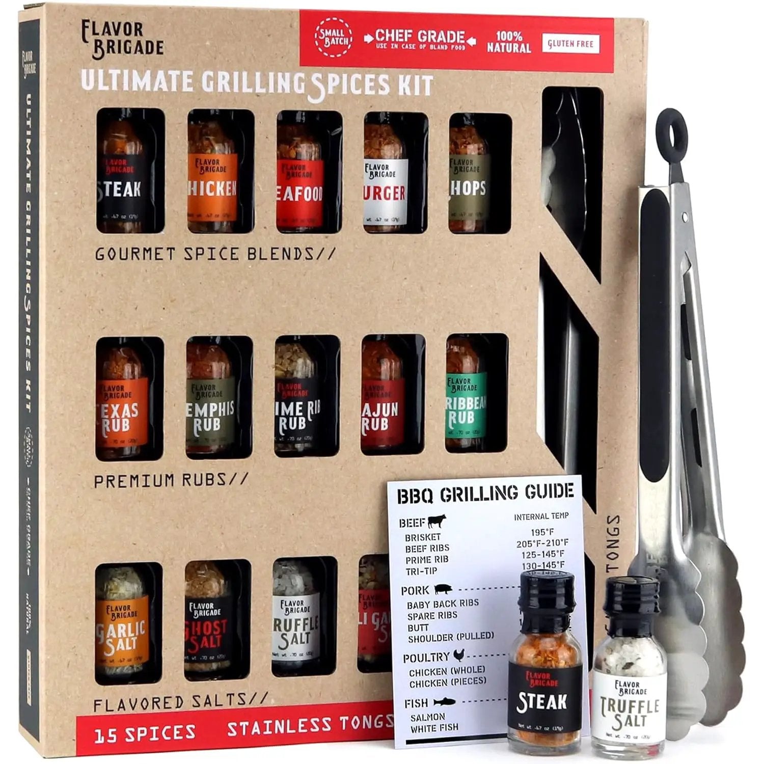 Ultimate Grilling Gift for Men - BBQ Accessories - Gourmet Spice Blends & Seasonings, Tongs, BBQ Magnet, Meat Rubs, Unique Gift for Guys, Dad, Son, Brother, Father in Law, Cooking Chefs, 17 Piece Set by GreenHaven Gardens