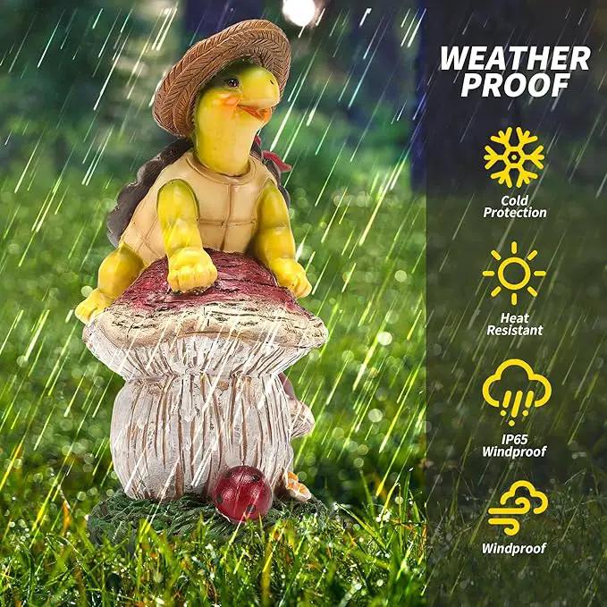 Turtle Figurine Garden Decor, Solar Turtle Outdoor Statue, Funny Turtle Gift Sculpture Decoration for Home Patio Yard Lawn Porch Ornament by GreenHaven Gardens