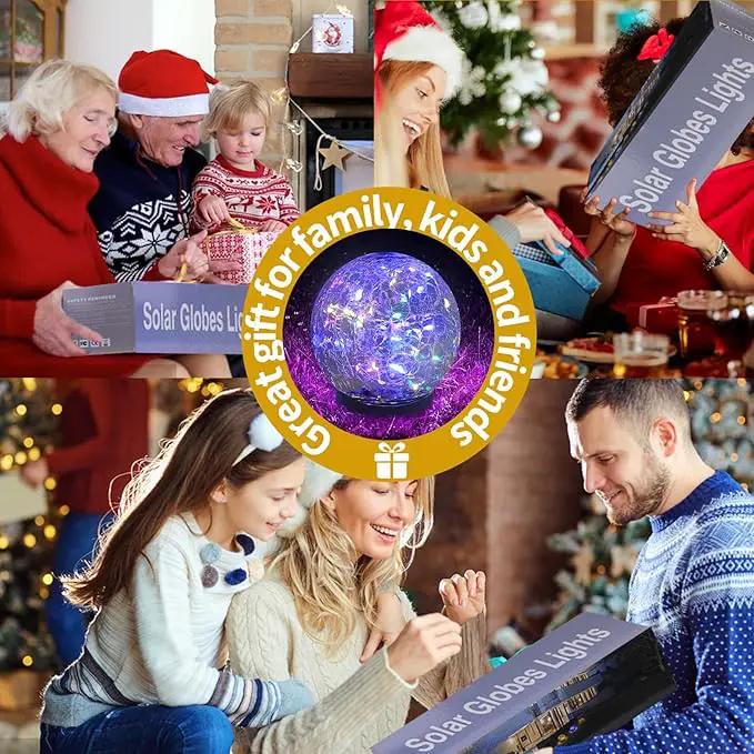Solar Globe Lights Outdoor Waterproof-Solar Balls Garden-Cracked Glass Ball Solar Lights Outdoor-Solar Orbs Outside-Outdoor Decorations Patio & Yard Lawn Backyard Decor (GUO-XBQ-4-4-4) by GreenHaven Gardens