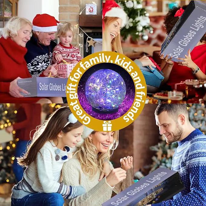 Solar Globe Lights Outdoor Waterproof-Solar Balls Garden-Cracked Glass Ball Solar Lights Outdoor-Solar Orbs Outside-Outdoor Decorations Patio & Yard Lawn Backyard Decor (GUO-XBQ-4-4-4) by GreenHaven Gardens