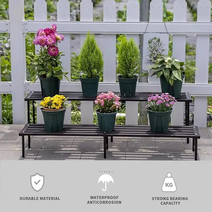 Metal Plant Stand, Rust-proof Aluminum Flower Pot Stand, Plants Display Stands Decoration Racks for Living Room Balconies and Gardens (90 White) by GreenHaven Gardens