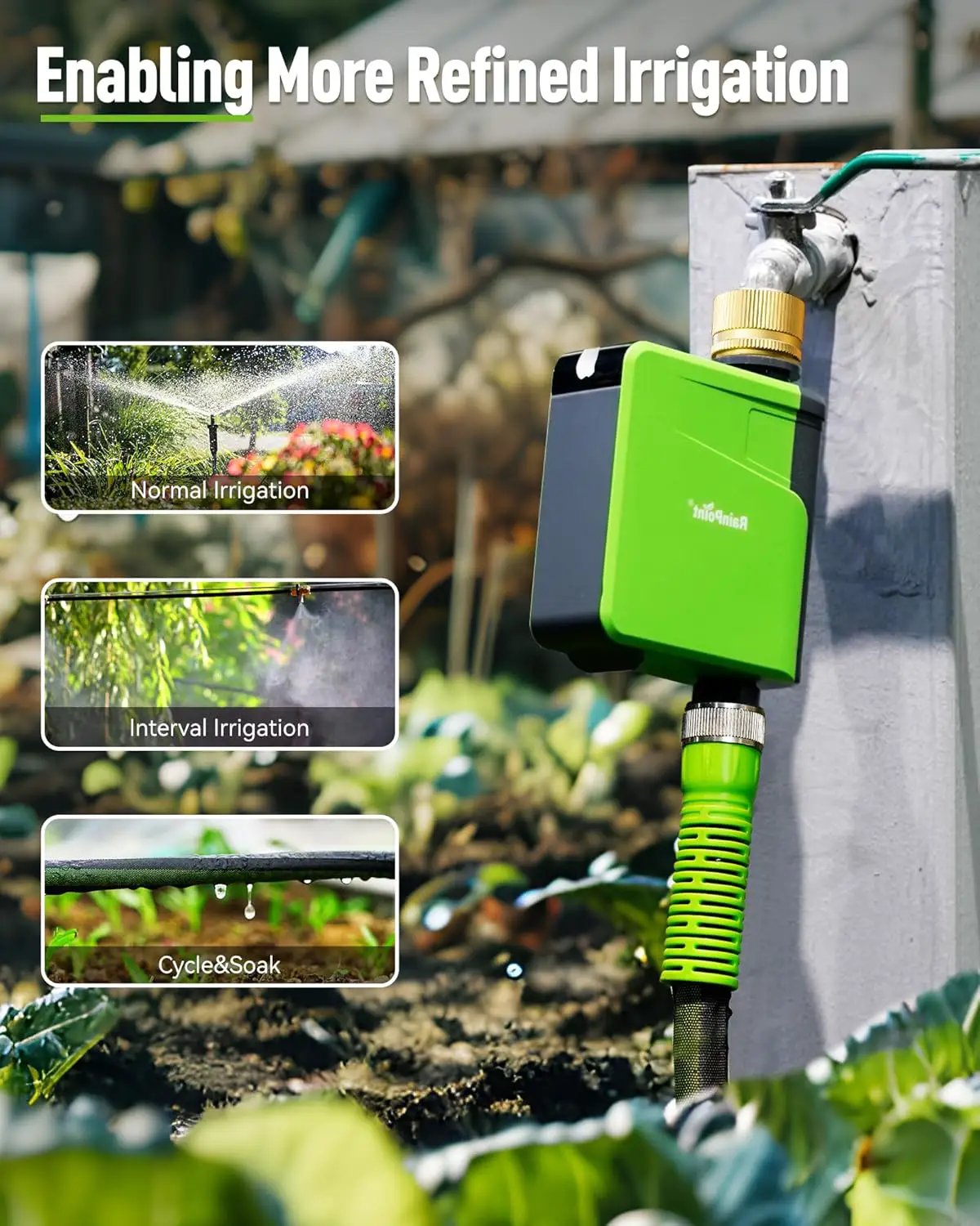 RAINPOINT WiFi Hose Timer, Brass Inlet Smart Sprinkler Timer for Watering, WiFi Watering Timer for Garden Hose with Hub, APP & Voice Control, Automatic Irrigation System for Lawns and Yard by GreenHaven Gardens