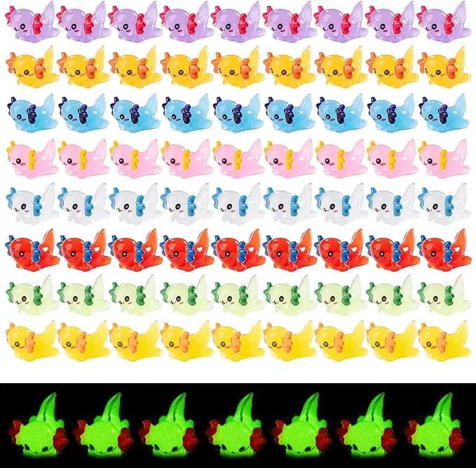72 Pack Mini Animals Tiny Axolotl Figurines Glow in Night Bulk for Miniature Dollhouse Decor Accessories Garden Aquarium Potted Ornament Party DIY Charms Office Classroom Activity to Hide by GreenHaven Gardens