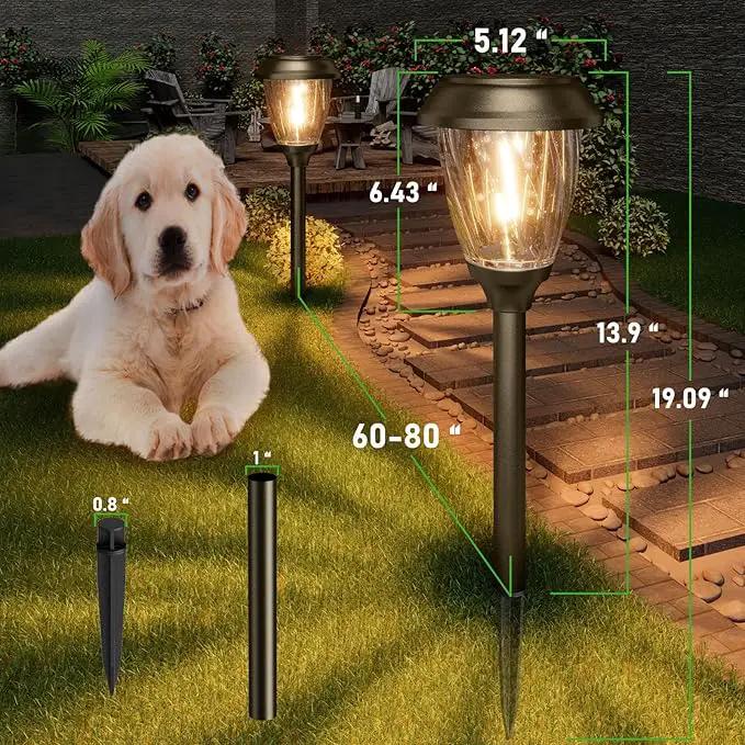 XMCOSY+ Solar Pathway Lights Outdoor, 10/25 LM in 2 Lighting Modes, Glass Stainless Steel Waterproof Outside Solar Powered Garden LED Lights for Yard Lawn Driveway Walkway Landscape Decor(Warm White) by GreenHaven Gardens
