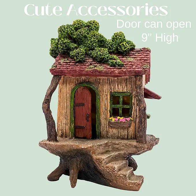 Fairy Garden House – Fairy House for Outside – 9” High with Door That Opens – Sturdy Fairy Garden Building – Lovely Miniature Garden Accessories Supplies by GreenHaven Gardens