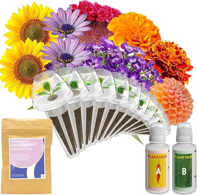 inbloom Fragrant Bouquet Seed Pod Kit for AeroGarden, iDoo, Ahopegarden, GARDENCUBE, 12 Pods (350+ Flower Seeds with Sunflower, Petunia, Mexican Marigold, Cockscomb, French Marigold, Dahlia) by GreenHaven Gardens