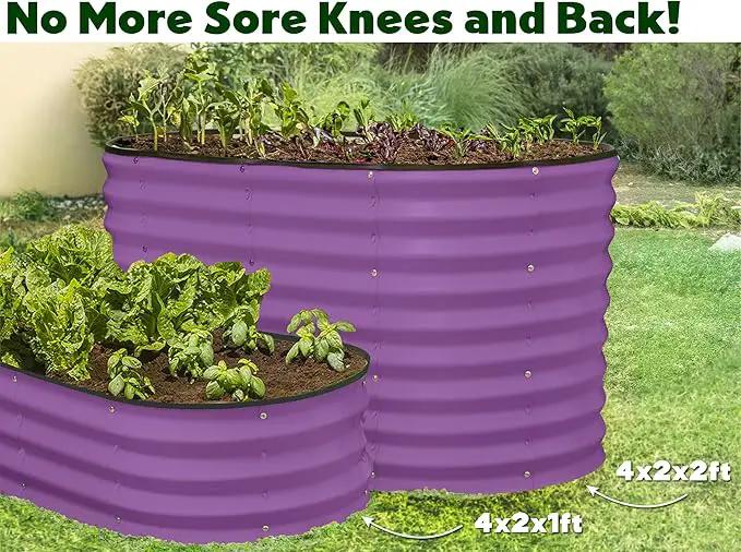 Galvanized Raised Garden Beds Outdoor // 4×2×2 ft Planter Raised Beds for Gardening, Vegetables, Flowers // Large Metal Garden Box (Purple) // Patented Tool-Free Design by GreenHaven Gardens