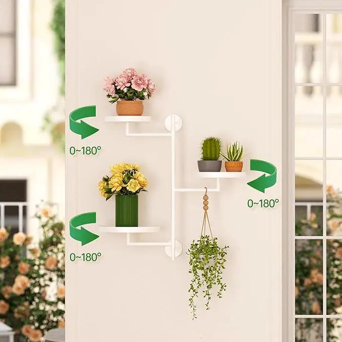 WIndow Rotating Plant Stand Shelf Indoor Black Metal Floating Shelves 3-Tier Wall Mount Plant Holders for Living Room Wall Planter Modern Home Decor for Gardening by GreenHaven Gardens