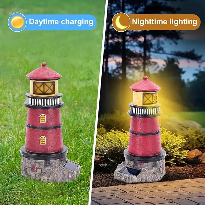 Solar Powered Lighthouse,Village Christmas Decor,Christmas Village Building Waterproof Statue Lighthouse Lamp for Yard Lawn Patio Gifts by GreenHaven Gardens