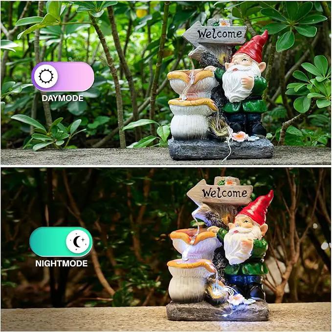 mopha Garden Gnomes Statues Outdoor Decor with Flowing Water Solar Lights Resin Figurines Outside Decoration for Patio Yard Lawn Porch Ornaments Clearance Gardening Gift by GreenHaven Gardens