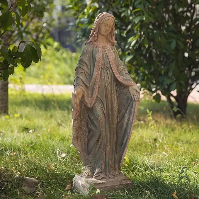 Virgin Mary Garden Statue Outdoor H31” Blessed Catholic Saint Mother of God Large Holy Madonna Resin Religious Sculpture Yard Outside Lawn Tall Praying St Mama Marian Big Painted Lady Magdalene by GreenHaven Gardens