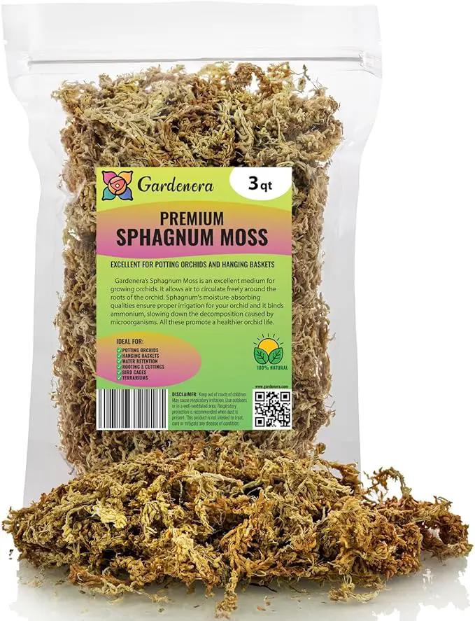Premium New Zealand Sphagnum Moss - Organic Hand Mixed Long Fibered Sphagnum Moss Orchid - 3 Quart by GreenHaven Gardens