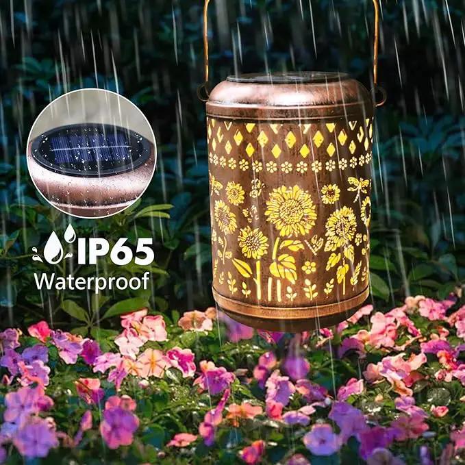 Solar Outdoor Lanterns, Sunflower Garden Decor LED Light Hanging Waterproof Solar Metal Lantern Gifts for Women Mom Grandma Outdoor Decoration for Patio Pathway Yard by GreenHaven Gardens