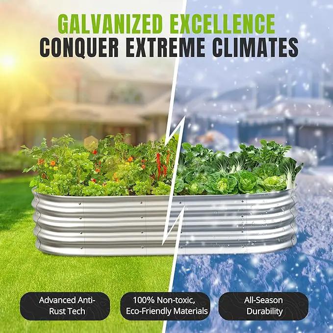 Sponvatt Raised Garden Bed - Outdoor Galvanized Raised Garden Bed Planter Boxes, Large Oval Metal for Gardening Planter Box Kit,Suitable for Vegetables,Herbs (Silver, 6x3x1 Ft) by GreenHaven Gardens