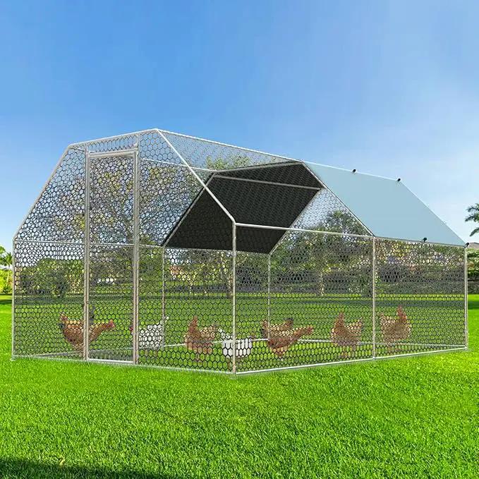 4ever2buy Chicken Runs for Yard with Cover, Large Metal Chicken Run Walk in Metal, Outside Dog Kennel with Roof, Flat Roofed Outdoor Kennel for Cats(9.2’Lx12.47’Wx6.4’H) by GreenHaven Gardens