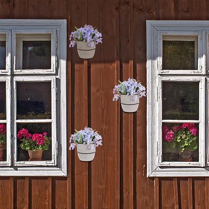 6 Pack 8 Inch Wall Flower Pot Holder Ring Plant Hanger, Metal Planter Hooks Wall Mounted Bracket Heavy Duty for Outdoor Indoor by GreenHaven Gardens