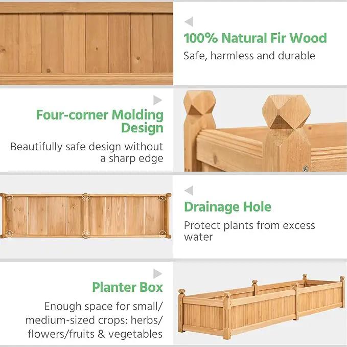 Yaheetech 90.5″ L×23.5″ W×16″ H Wooden Raised Garden Bed, Horticulture Wood Rectangular Garden Planter Outdoor, Raised Planter Box for Yard/Greenhouse/Vegetable/Flower/Herbs, Light Brown by GreenHaven Gardens
