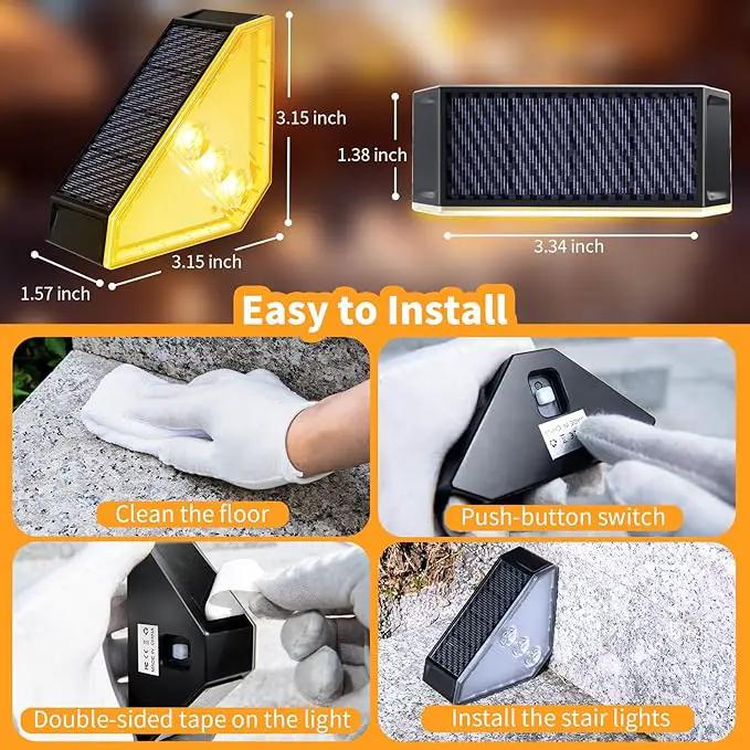 KINKAI Solar Stair Lights for Outside, 14 Pack Outdoor Step Light Waterproof LED Triangle Deck Lighting for Garden, Patio, Yard, Front Door, Porch Decor (Warm Light) by GreenHaven Gardens