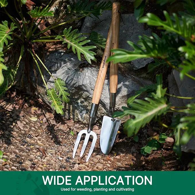 Berry&Bird Garden Trowel with Long Handle, 23.43in Stainless Steel Short Shovel with Wood Handled for Digging, Gardening, Transplanting, Planting and Weeding by GreenHaven Gardens