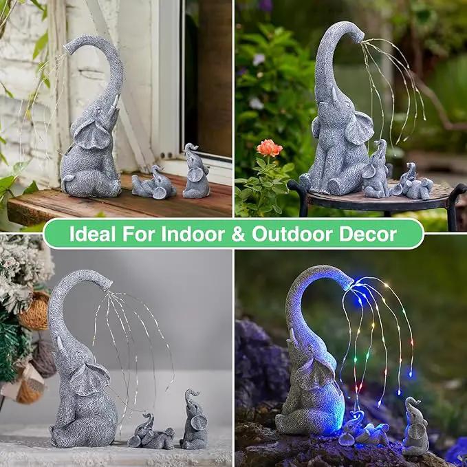 Goodeco Garden Elephant Statue Outdoor - Solar Watering Lights, Perfect for Yard, Patio, and Pathway Decor - Ideal Gardening Gifts by GreenHaven Gardens