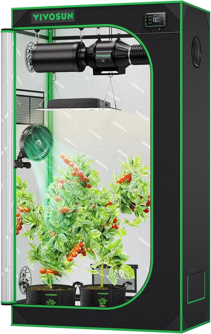 VIVOSUN S326 36"x20"x63" Grow Tent, High Reflective Mylar with Observation Window and Floor Tray for Hydroponics Indoor Plant for VS1000/VS2000 by GreenHaven Gardens