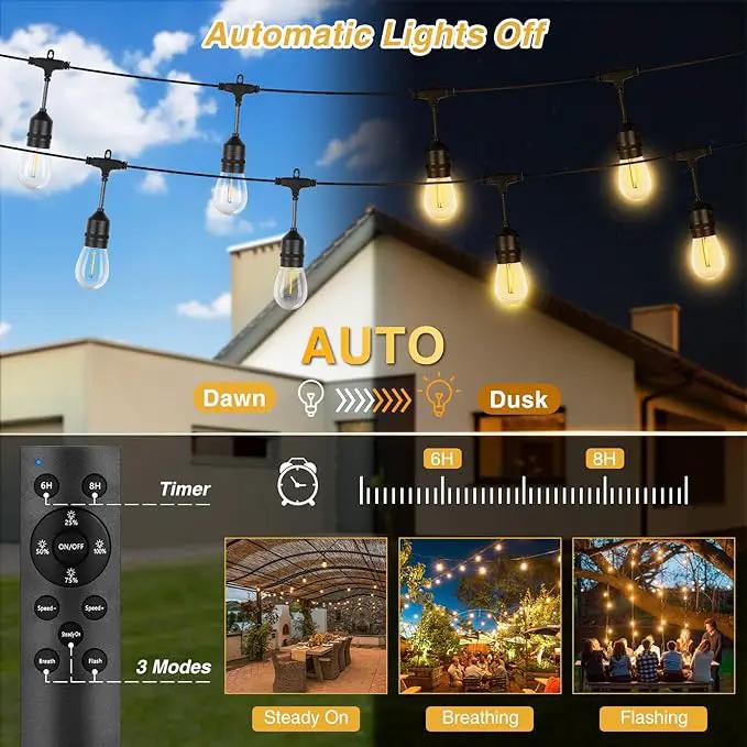 ZJOJO 60FT Solar String Lights Outdoor Waterproof, Solar Lights Outdoor with 15 Shatterproof Bulbs IP65, Patio Light for Outside Decor by GreenHaven Gardens