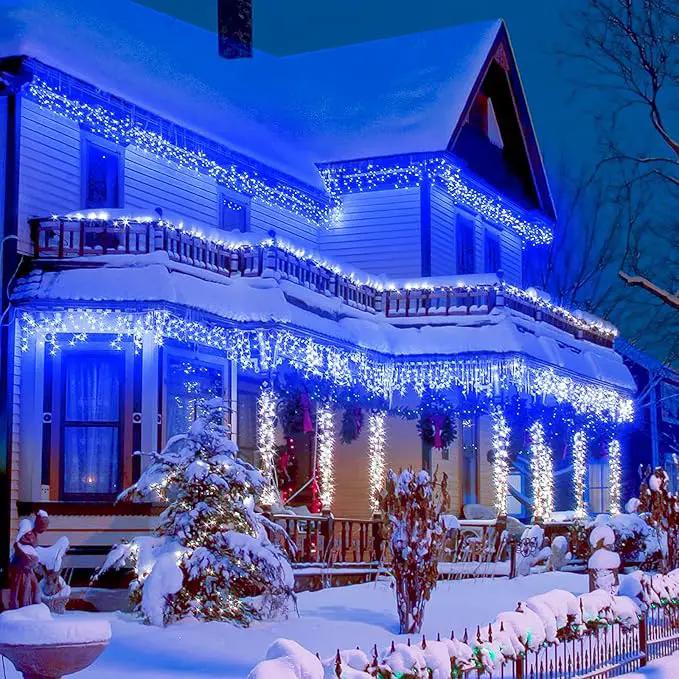 Christmas Icicle Lights Outdoor, 66ft 640 LED Icicle Lights for Outside with 8 Modes Timers, Waterproof Plug in Connectable Twinkle Light for Indoor Window Patio Yard Wedding Decorations, Blue by GreenHaven Gardens