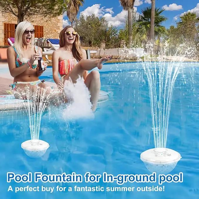 Floating Pool Fountain with Underwater Light Show,Pool Water Fountain Rechargeable Battery Powered,2 Spray Modes Pool Fountain Pump for Inground Above Ground Pools-1PC by GreenHaven Gardens