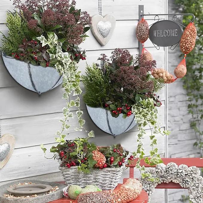 yosager 3 Pack Galvanized Metal Umbrella Wall Planter, Hanging Wall Flower Holder, Succulent Hanger Vase Indoor Outdoor Rustic for Garden Home Wall Decor by GreenHaven Gardens