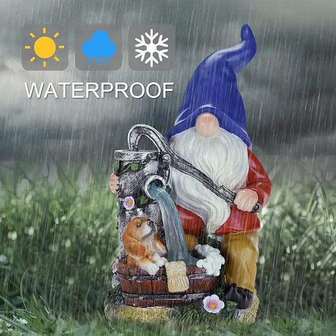 Garden Gnome Statue, Gnome Decoration for Yard with Blue Solar Light, Patio Porch Yard Garden Decor for Outside, Lawn Ornament by GreenHaven Gardens