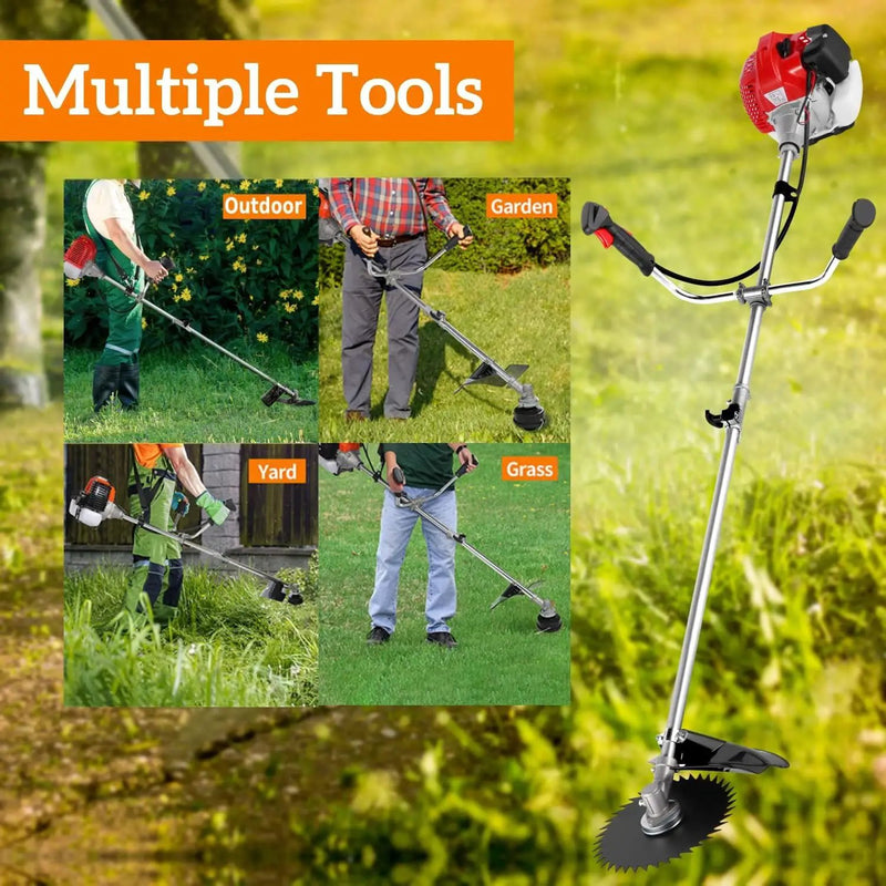COOCHEER 4 in 1 Brush Cutter Gas Powered,58cc Weed Wacker Gas Powered, 2 Cycle Straight Shaft String Trimmer Grass Cutter Machine for Lawn and Garden Care Trimming, Orange by GreenHaven Gardens