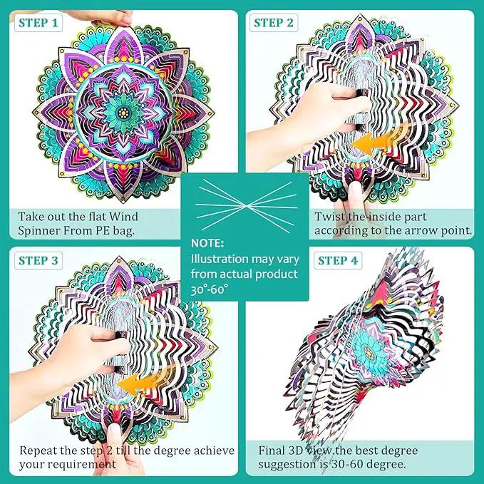 Wind Spinner for Yard and Garden,12in 3D Wind Spinner Mandala Purple Starlight,Wind Spinners Outdoor&Indoor Yard Art Decor,Christmas Decoration,Wind Sculpture Gift for Women/Mother/Men by GreenHaven Gardens